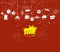 Chinese New Year background, card print. Year of the pig Royalty Free Stock Photo