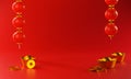 Chinese New Year Background. Copy Space Room for Text 3D Rendering Royalty Free Stock Photo