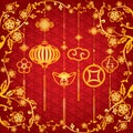 Chinese New Year Background with golden decoration