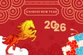 Chinese New Year background illustration with jumping fire horse, Chinese New Year background vector design Royalty Free Stock Photo