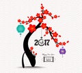 Chinese new year blossom tree 2017 background