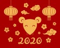 2020 Chinese New Year card Royalty Free Stock Photo