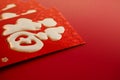 Chinese new year celebration or lunar new year, Chinese red envelope greeting card on red background Royalty Free Stock Photo