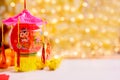 Chinese New Year, China gold ingots,  Traditional Asian style Royalty Free Stock Photo