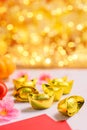 Chinese New Year, China gold ingots,  Traditional Asian style Royalty Free Stock Photo