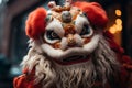 Chinese New Year. Colorful Dragon and Lion Dance in Vibrant Traditional Costumes