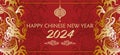 Chinese New Year, Concept holiday template for greeting card, banner, poster with Dragon symbols,