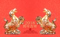 Chinese new year decoration:golden dog statue Royalty Free Stock Photo