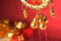 Chinese new year decorations and Auspicious ornaments on red bokeh background Royalty Free Stock Photo