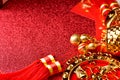 Chinese new year decorations and Auspicious ornaments on red bokeh background Royalty Free Stock Photo