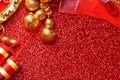 Chinese new year decorations and Auspicious ornaments on red bokeh background Royalty Free Stock Photo