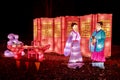 Chinese lantern sculptures: figures with writing desk and screen