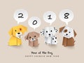 2018 Chinese new year greeting card design with origami dogs. Royalty Free Stock Photo