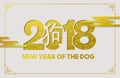 Chinese new year dog 2018 gold paper cut card Royalty Free Stock Photo