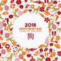 Chinese new year 2018 dog icon greeting card Royalty Free Stock Photo