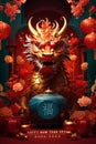 Chinese new year 2024 year of the dragon, AI Generated.