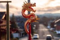 Chinese New Year Dragon Banner on City Street