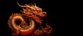 Happy Chinese new year 2024. Traditional Golden Chinese dragon zodiac sign on black color background. Generative ai