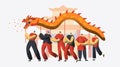 Chinese New Year Dragon Dance Festival. Asian Lunar Holiday Character Traditional Party Parade. Happy Man Celebrate Royalty Free Stock Photo