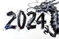 Chinese new year 2024 year of the dragon grunge ink painted banner Royalty Free Stock Photo