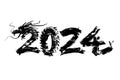 Chinese new year 2024 year of the dragon grunge ink painted banner Royalty Free Stock Photo
