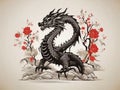 Chinese New Year dragon paper cut style illustration. Royalty Free Stock Photo