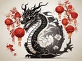 Chinese New Year dragon paper cut style illustration. Royalty Free Stock Photo