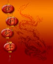 Chinese New Year Dragon Red Lanterns Royalty Free Stock Photo