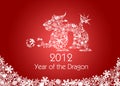 Chinese New Year Dragon Snowflakes Pattern Red Royalty Free Stock Photo