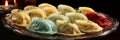 Chinese new year dumpling platter vibrant and symbolic assortment of colorful dumplings