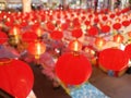 Chinese new year festival red circle lanterns light hanging for decorative place