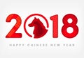 Chinese New Year 2018 Festive vector map of postcard banners Design with a dog, a zodiac of the symbol of 2018 Design in Royalty Free Stock Photo