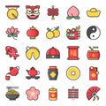 Chinese new year filled outline cute icon