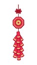 Chinese new year firecrackers vector cartoon illustration. Traditional fireworks hanging crackers