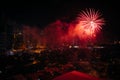 Chinese New Year fireworks over Makati at night, in Metro Manila Royalty Free Stock Photo