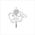 Chinese New year fish talisman for holiday home decoration. Vector doodle black white line art. National celebration Royalty Free Stock Photo