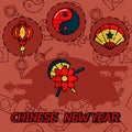 Chinese New Year flat concept icons