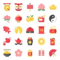 Chinese new year flat cute icon, 128 px on grid system set 1/2