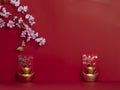 Chinese New Year 2020. Flowers and chinese gold ingot