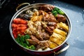 Chinese New Year food during Chinese New Year, assorted big Poon Choi Royalty Free Stock Photo