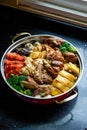 Chinese New Year food during Chinese New Year, assorted big Poon Choi Royalty Free Stock Photo