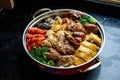 Chinese New Year food during Chinese New Year, assorted big Poon Choi Royalty Free Stock Photo