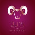 Chinese new year of the goat. Ram on purple background