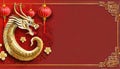 Chinese New Year 2024 of the golden dragon background. AI Generated Royalty Free Stock Photo