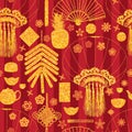 Chinese New Year golden glitter seamless pattern Royalty Free Stock Photo