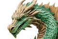 Chinese New Year 2024 Green wooden dragon isolated on background. Royalty Free Stock Photo