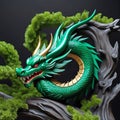 Chinese New Year greeting card, Chinese green wooden dragon on elegant background, Chinese New Year Royalty Free Stock Photo