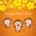 2016 Monkey Chinese New Year - Greeting card design Royalty Free Stock Photo