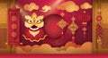 Chinese New Year Greeting Card with Frame Bordor Royalty Free Stock Photo