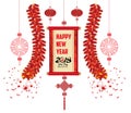 2018 Chinese New Year Greeting Card with scroll banner Royalty Free Stock Photo